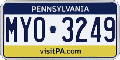 PA license plate MYO3249