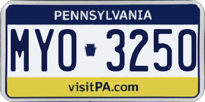 PA license plate MYO3250