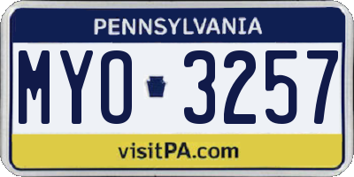 PA license plate MYO3257