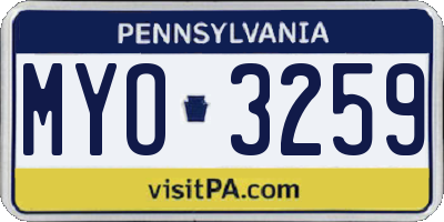 PA license plate MYO3259