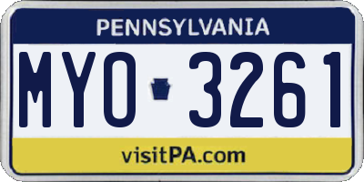 PA license plate MYO3261