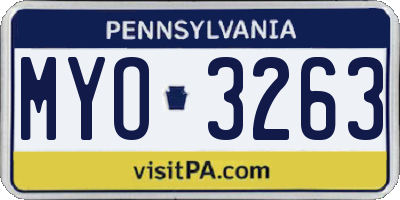 PA license plate MYO3263