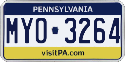 PA license plate MYO3264