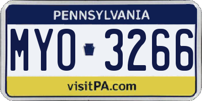 PA license plate MYO3266