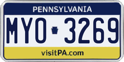 PA license plate MYO3269