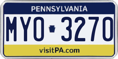 PA license plate MYO3270