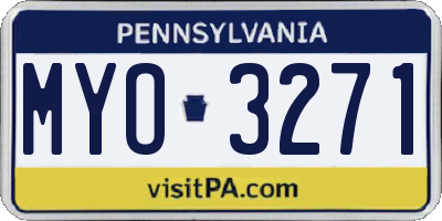 PA license plate MYO3271