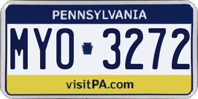 PA license plate MYO3272