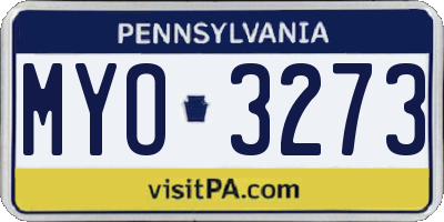 PA license plate MYO3273