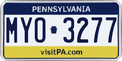 PA license plate MYO3277