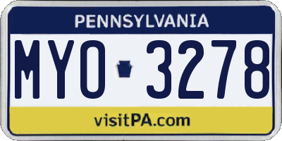 PA license plate MYO3278