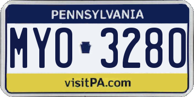 PA license plate MYO3280