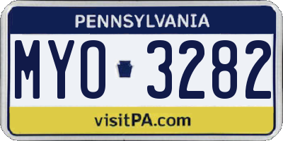 PA license plate MYO3282