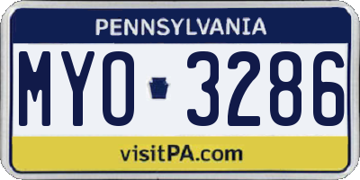 PA license plate MYO3286