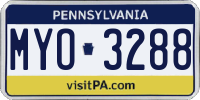 PA license plate MYO3288