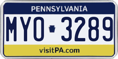 PA license plate MYO3289