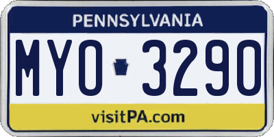 PA license plate MYO3290