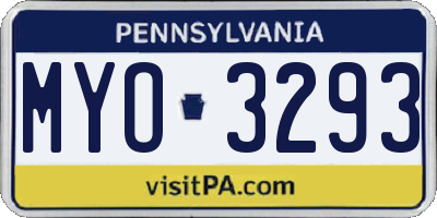 PA license plate MYO3293