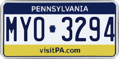 PA license plate MYO3294