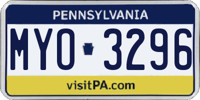PA license plate MYO3296
