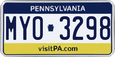 PA license plate MYO3298