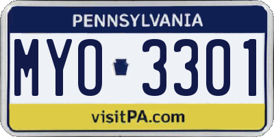 PA license plate MYO3301