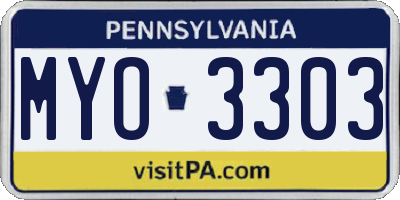 PA license plate MYO3303