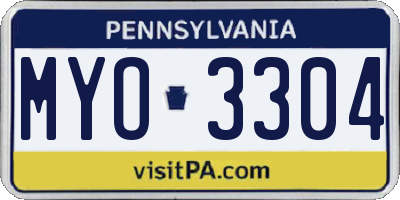 PA license plate MYO3304