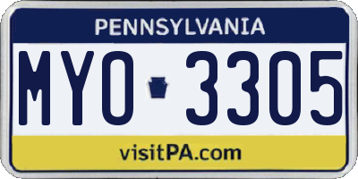 PA license plate MYO3305