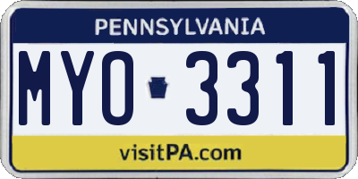 PA license plate MYO3311