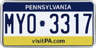 PA license plate MYO3317