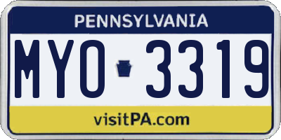 PA license plate MYO3319