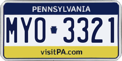 PA license plate MYO3321