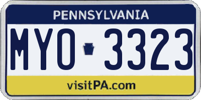PA license plate MYO3323