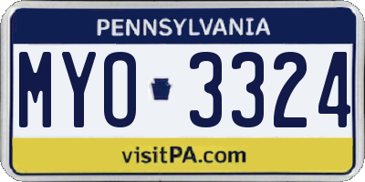 PA license plate MYO3324