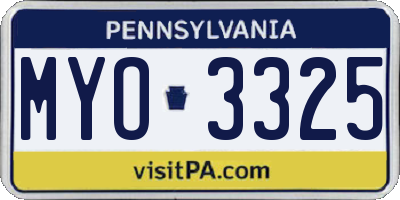 PA license plate MYO3325