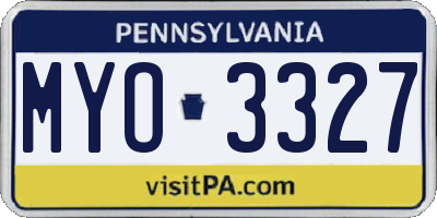 PA license plate MYO3327