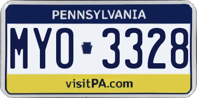 PA license plate MYO3328