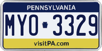 PA license plate MYO3329