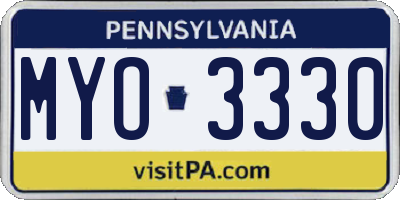 PA license plate MYO3330