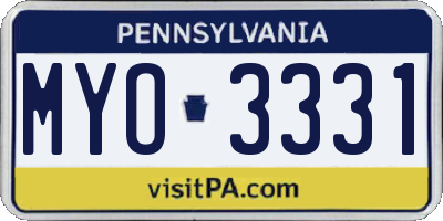 PA license plate MYO3331