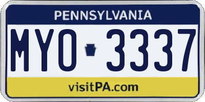 PA license plate MYO3337
