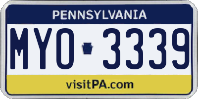 PA license plate MYO3339