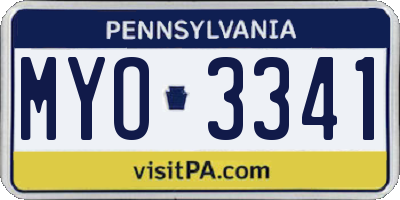 PA license plate MYO3341