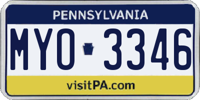 PA license plate MYO3346
