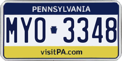 PA license plate MYO3348