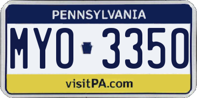 PA license plate MYO3350