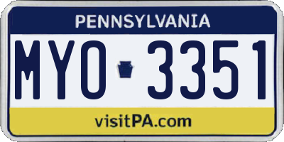 PA license plate MYO3351