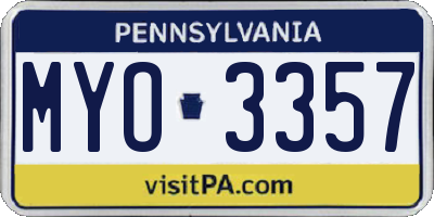 PA license plate MYO3357