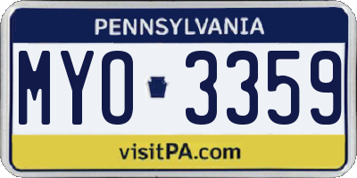 PA license plate MYO3359